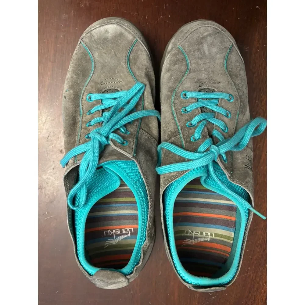 Dansko Elise Suede Comfort Shoes 39 Gray Turquoise 4401952000 US 8.5